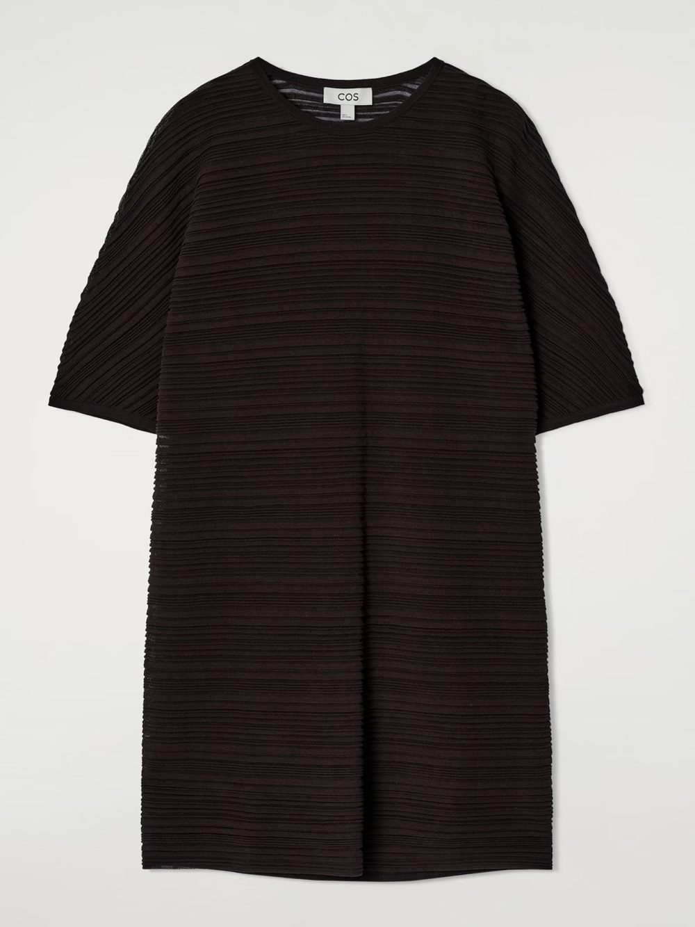 COS Black Ribbed Shift Midi Dress